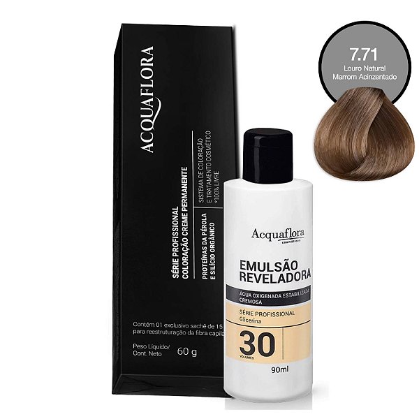 Coloração Acquaflora 7.71 60g + Água Oxigenada 30 Volumes 90ml