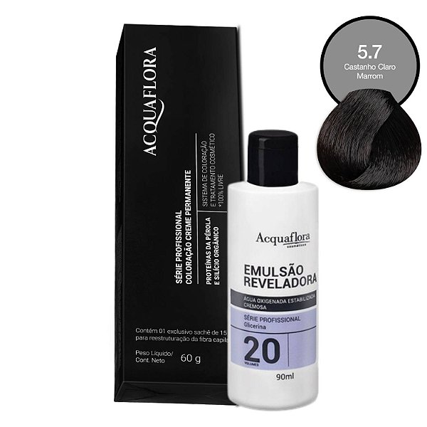Coloração Acquaflora 5.7 60g + Água Oxigenada 20 Volumes 90ml