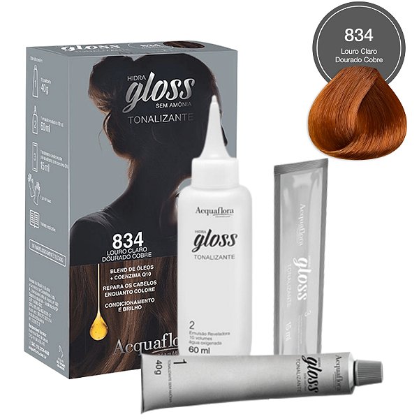 Tonalizante Acquaflora Hidra Gloss 834 Louro Claro Dourado Cobre