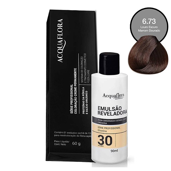 Coloração Acquaflora 6.73 60g + Água Oxigenada 30 Volumes 90ml