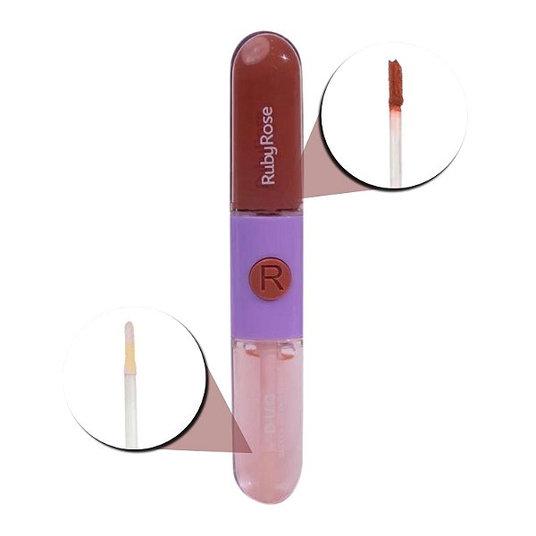 Gloss + Batom Líquido Duo Ruby Rose Ld08 9,6g