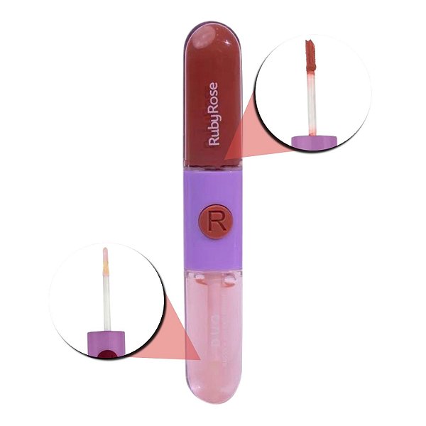 Gloss + Batom Líquido Duo Ruby Rose Ld02 9,6g