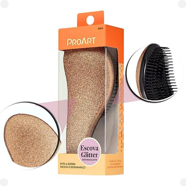 Escova Desembaraçante Proart Dourado Glitter Eg01b