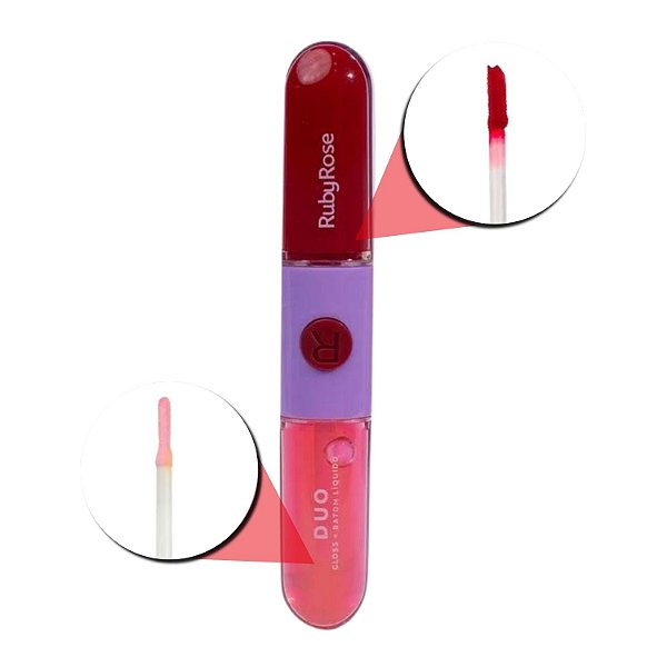 Gloss + Batom Líquido Duo Ruby Rose Ld12 9,6g