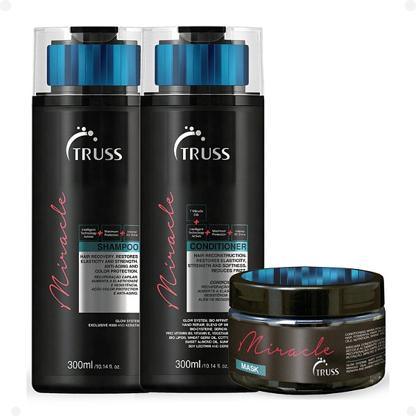 Kit Truss Miracle: Shampoo, Condicionador 300ml e Máscara 180g