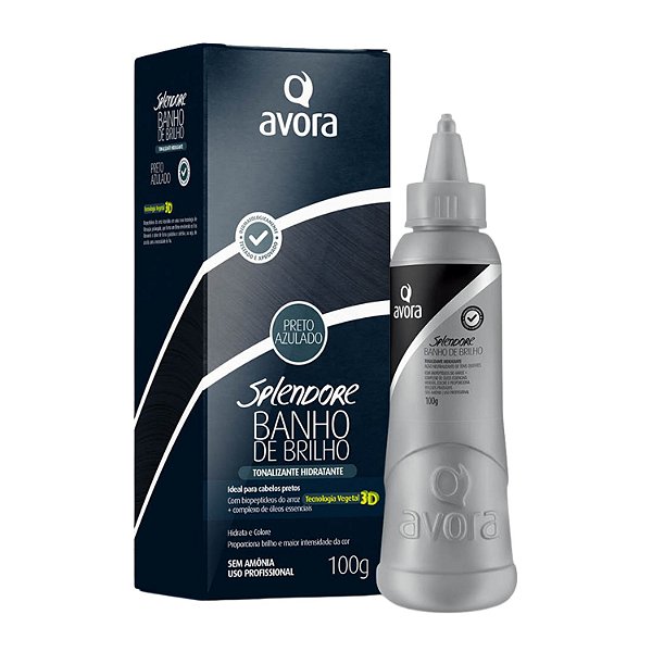 Tonalizante Banho de Brilho Avora Splendore 3D Preto Azulado 100g