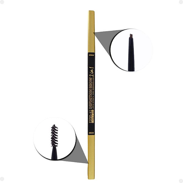Lápis para Sobrancelha Pink 21 Definition Brow 2 In 1 Preto