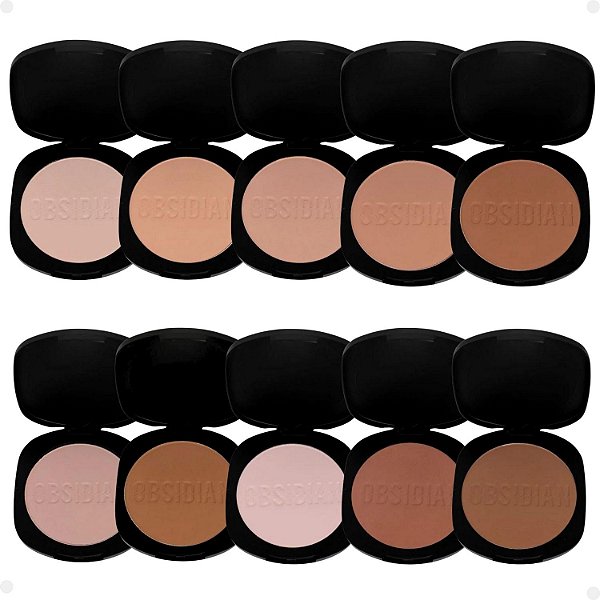 Kit Pó Compacto Ruby Rose Obsidian Crystal Powder Com 10
