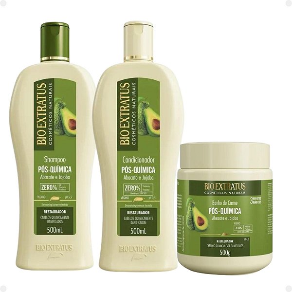 Kit Bio Extratus Pós Quimica Abacate e Jojoba Com 3