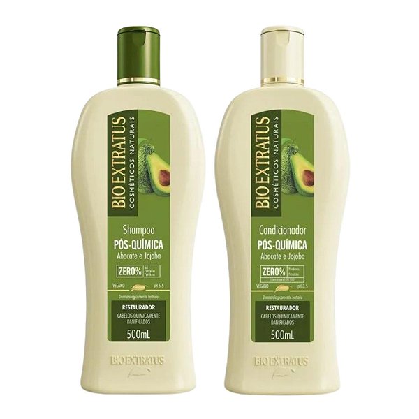 Shampoo + Condicionador Bio Extratus Pós Quimica Abacate e Jojoba 500ml
