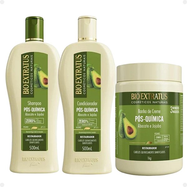 Kit Bio Extratus Pós Quimica Abacate e Jojoba Com 3