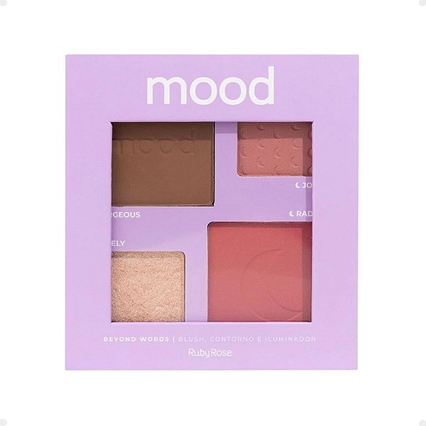 Paleta Blush Contorno e Iluminador Ruby Rose Mood Beyond Words HB-F586-1