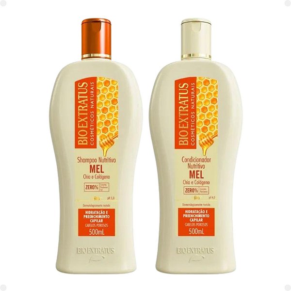 Shampoo + Condicionador Nutritivo Bio Extratus Mel Chia e Colágeno 500ml
