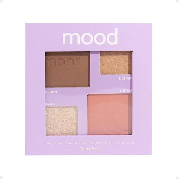 Paleta Blush Contorno e Iluminador Ruby Rose Mood Over The Top HB-F586-2