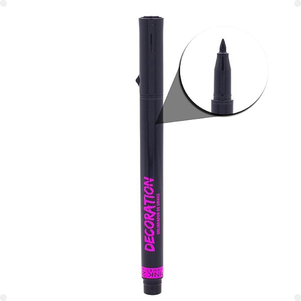 Caneta Delineadora de Unhas Pink 21 Decoration Preto 3,2g