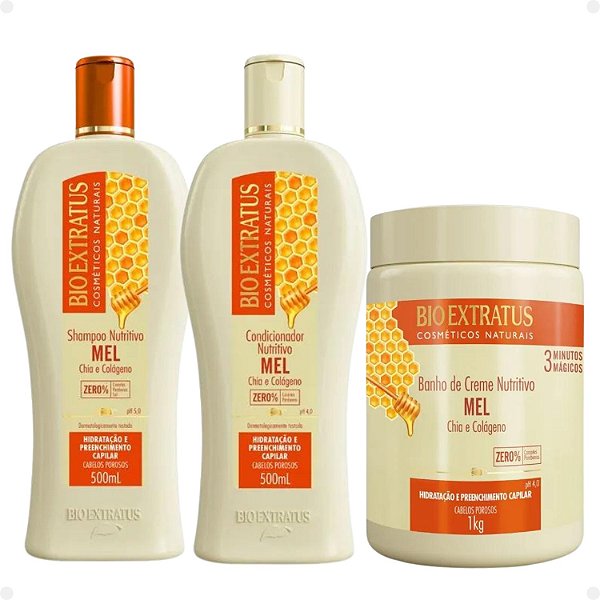 Kit Nutritivo Bio Extratus Mel Chia e Colágeno Com 3