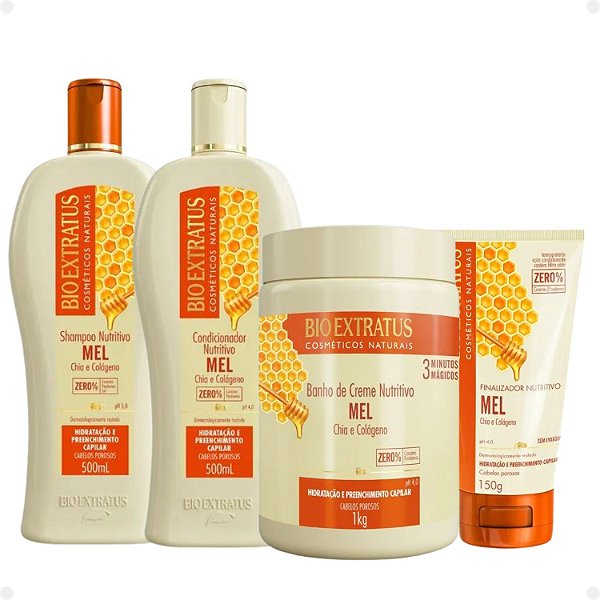 Kit Nutritivo Bio Extratus Mel Chia e Colágeno Com 4