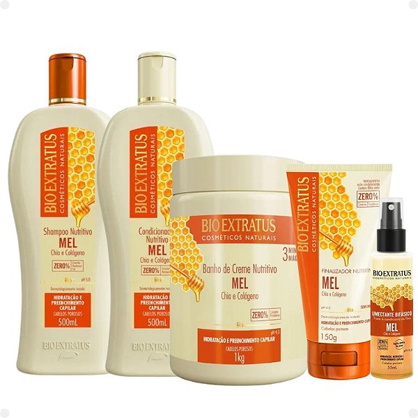 Kit Nutritivo Bio Extratus Mel Chia e Colágeno Com 5