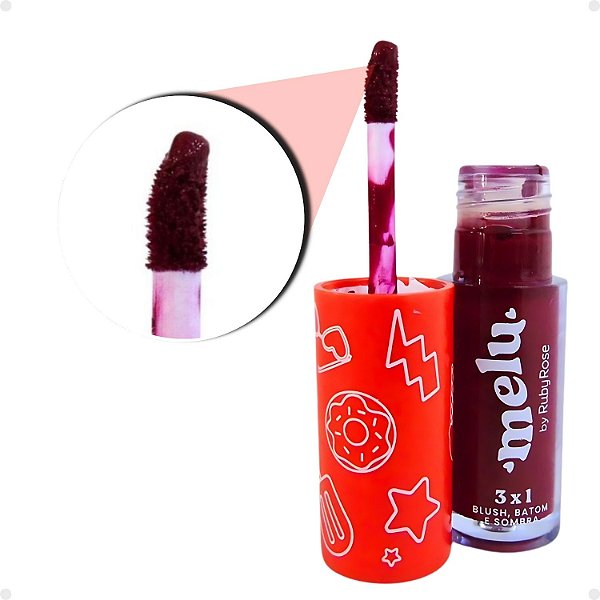 Blush, Batom e Sombra 3x1 Melu By Ruby Rose Midnight Love 04