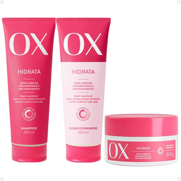 Kit Ox Hidrata: Shampoo, Condicionador 200ml e Máscara