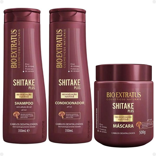 Kit Bio Extratus Shitake Plus: Shampoo, Condicionador 350ml e Máscara 500g