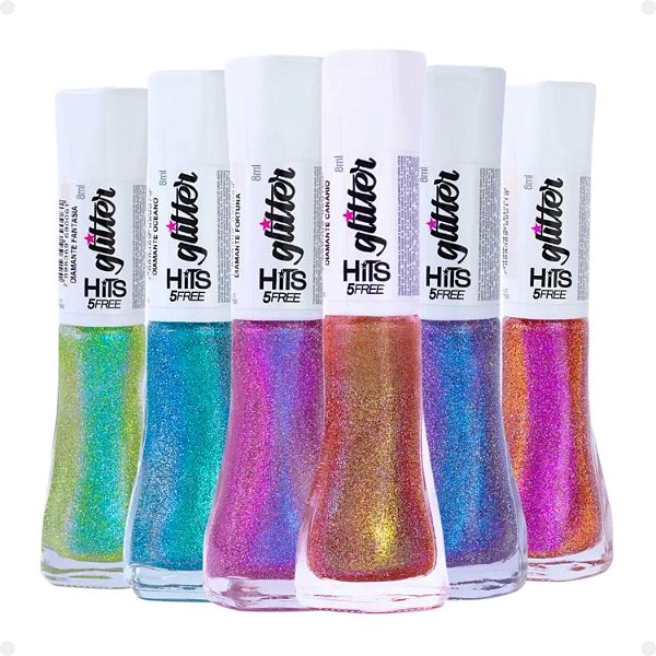 Kit Esmalte Glitter Hits Diamante 8ml Com 6