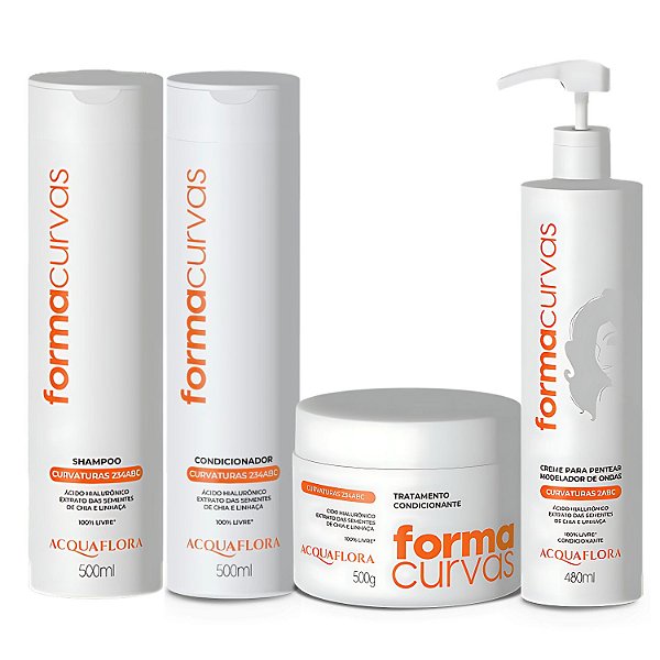 Kit Acquaflora Forma Curvas: Shampoo, Condicionador, Tratamento e Creme Modelador Ondas