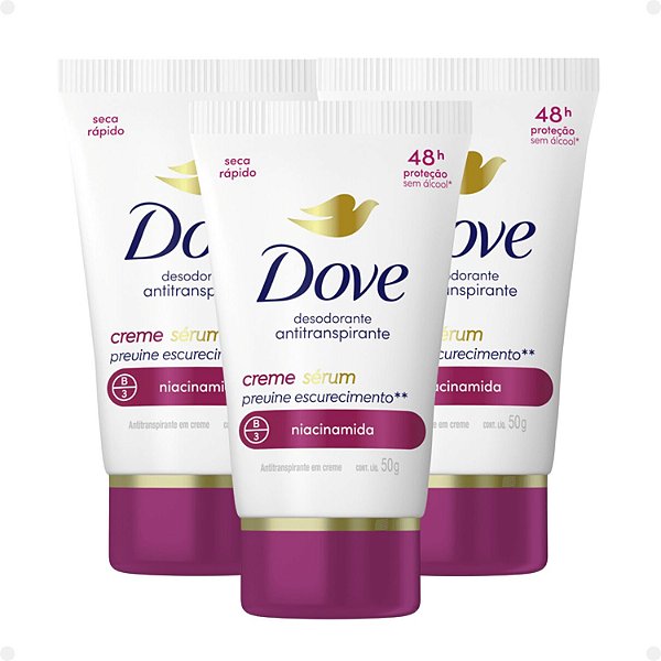 Kit Desodorante Creme Sérum Dove Antitranspirante Previne Escurecimento Com 3
