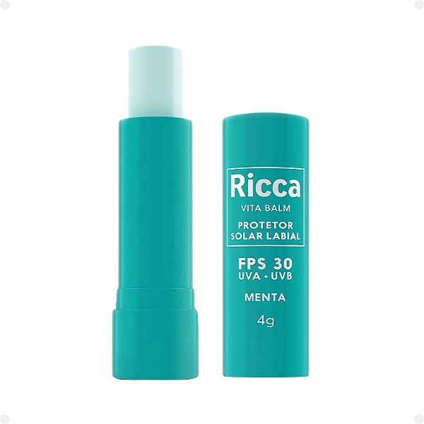 Protetor Solar Labial Ricca Vita Balm Menta Fps 30 Cód:3804