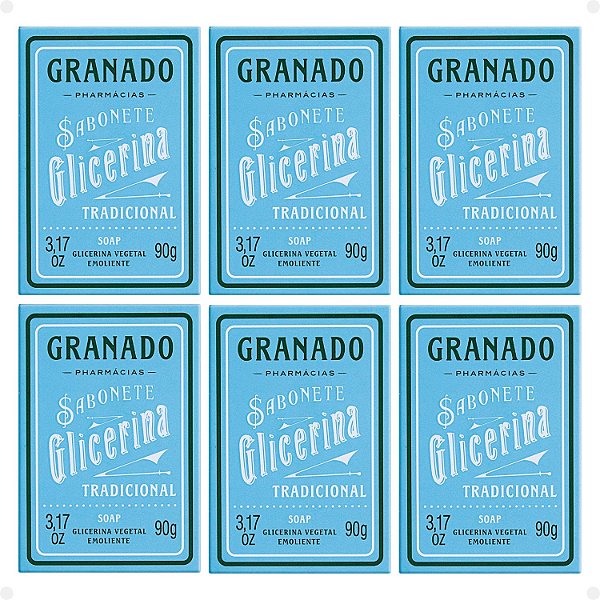 Kit Sabonete Vegetal de Glicerina Granado Tradicional 90g Com 6