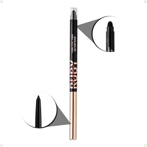 Lápis Retrátil Para Olhos Ruby Kisses Prova D'água 24h Blackest Black Re01b