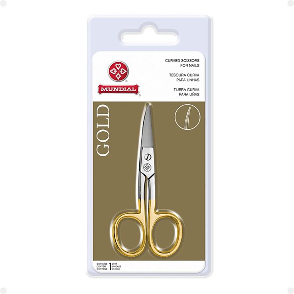 Tesoura Para Unhas Mundial Gold Curva 3 1/2" Bc-332