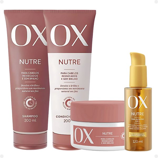 Kit Ox Nutre: Shampoo, Condicionador 200ml, Máscara e Óleo