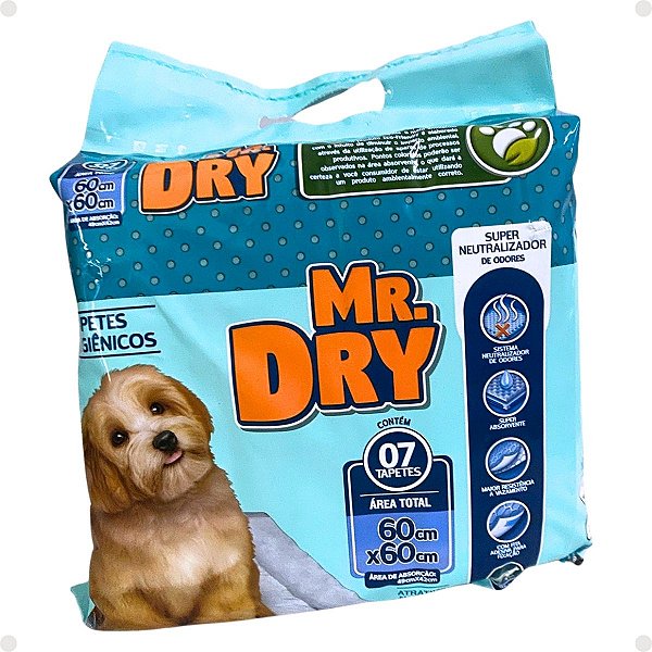 Tapete Higiênico Mr. Dry Com 7 Unidades 60cm x 60cm