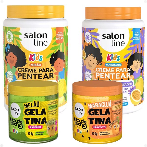 Kit Salon Line Kids: 2 Cremes e 2 Gelatinas Melão e Maracujá