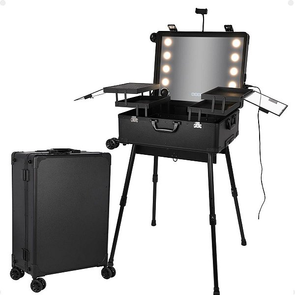 Maleta Camarim Indice Tokyo Preta com Led e Bluetooth Lc6024