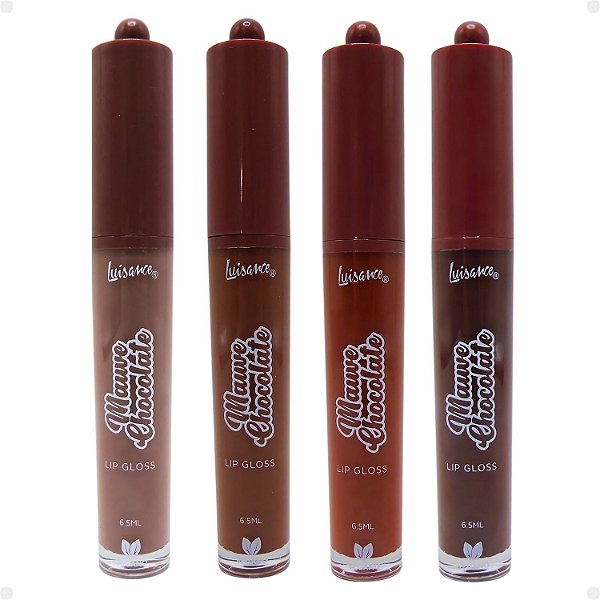 Kit Luisance Mauve Chocolate: 4 Lip Gloss Labial Cores 1, 2, 3 e 4