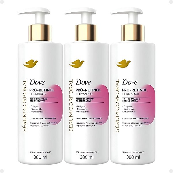 Kit Dove Pró-Retinol + Firmador: 3 Sérum Corporal Hidratante 380ml