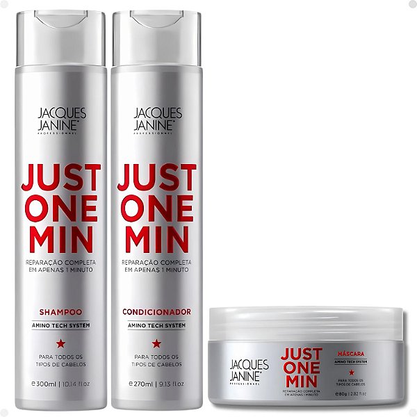 Kit Jacques Janine Just One Min: Shampoo, Condicionador e Máscara 80g
