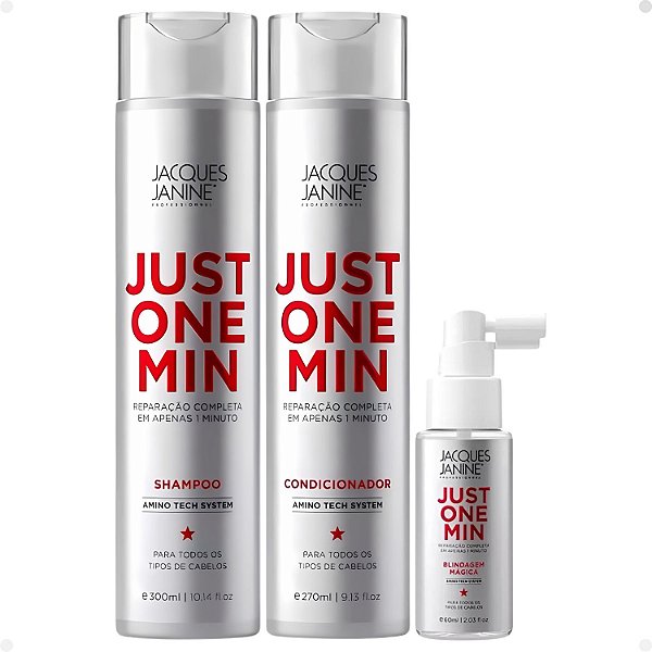 Kit Jacques Janine Just One Min: Shampoo, Condicionador, Blindagem 60ml