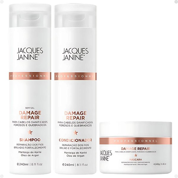Kit Jacques Janine Damage Repair: Shampoo, Condicionador e Máscara 240g