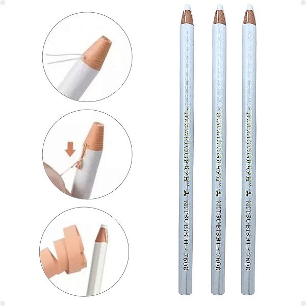 Kit Mitsubishi: 3 Lápis Dermatografico Branco 7600