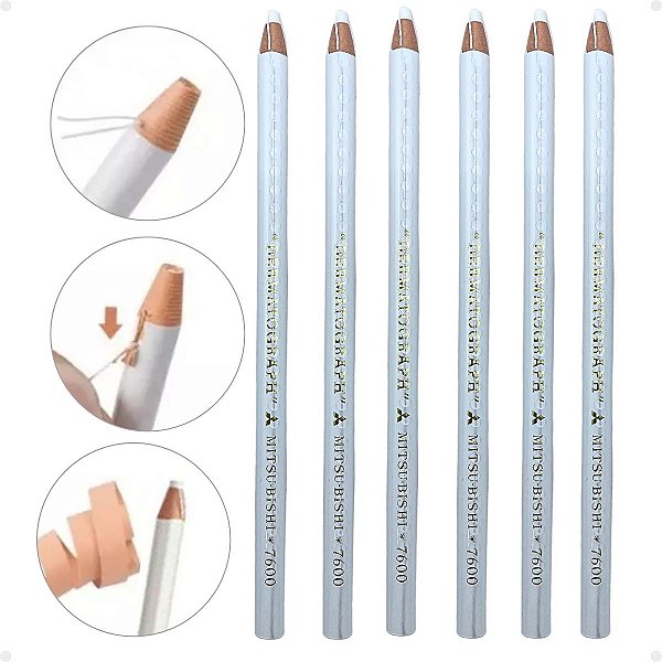 Kit Mitsubishi: 6 Lápis Dermatografico Branco 7600