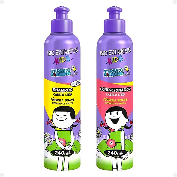 Kit Bio Extratus Kids A Turma do Maluquinho Lisos: Shampoo e Condicionador 240ml