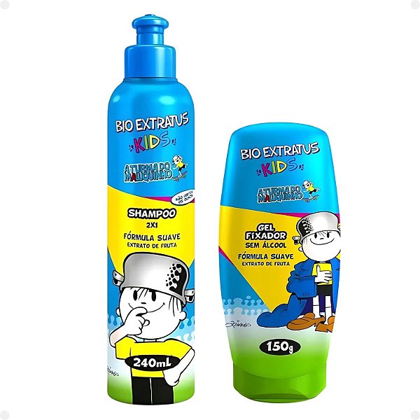 Kit Bio Extratus Kids A Turma do Maluquinho 2 em 1: Shampoo e Gel Fixador