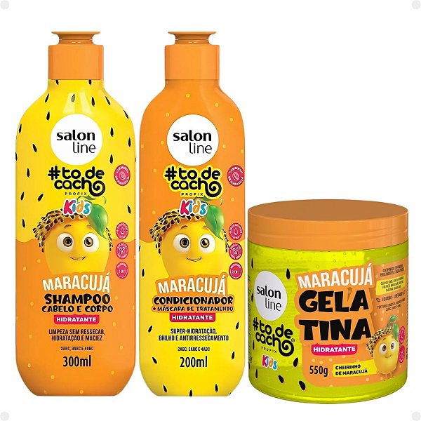 Kit Salon Line Kids: Shampoo + Condicionador e Gelatina Hidratante Maracujá
