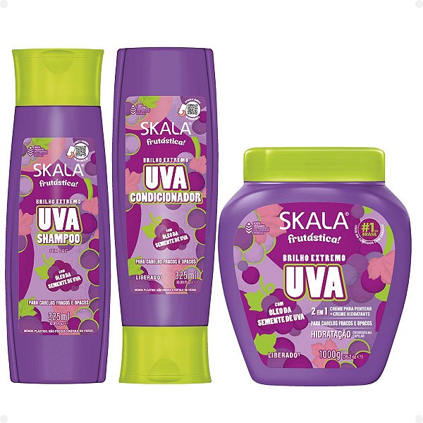Kit Skala Uva: Shampoo e Condicionador + Máscara De Tratamento 1000g