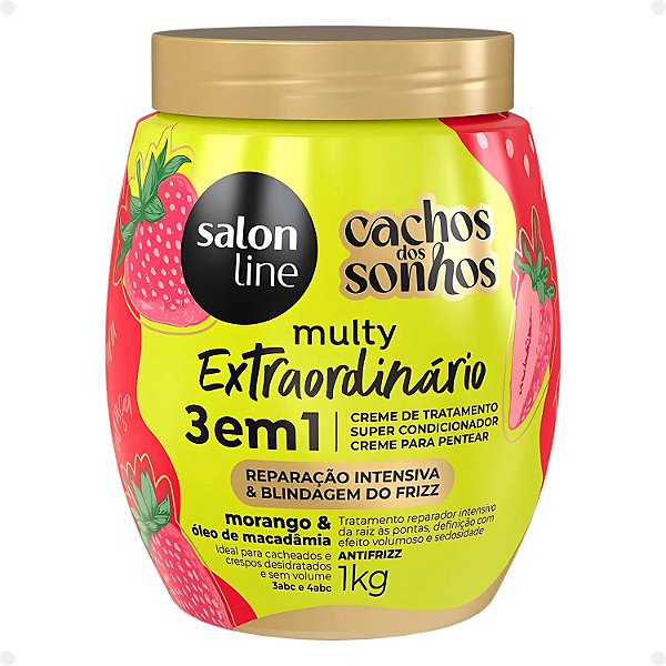 Creme Multifuncional 3 em 1 Salon Line Cachos dos Sonhos Multy Extraordinário Morango e Óleo de Macadâmia 1Kg