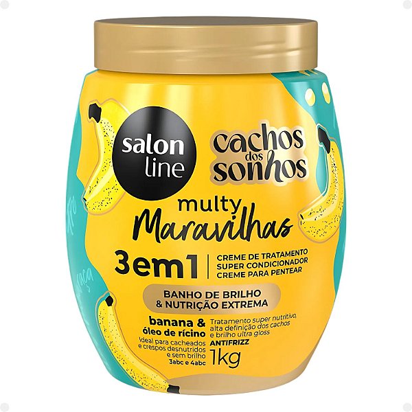 Creme Multifuncional 3 em 1 Salon Line Cachos dos Sonhos Multy Maravilhas Banana e Óleo de Rícino 1Kg