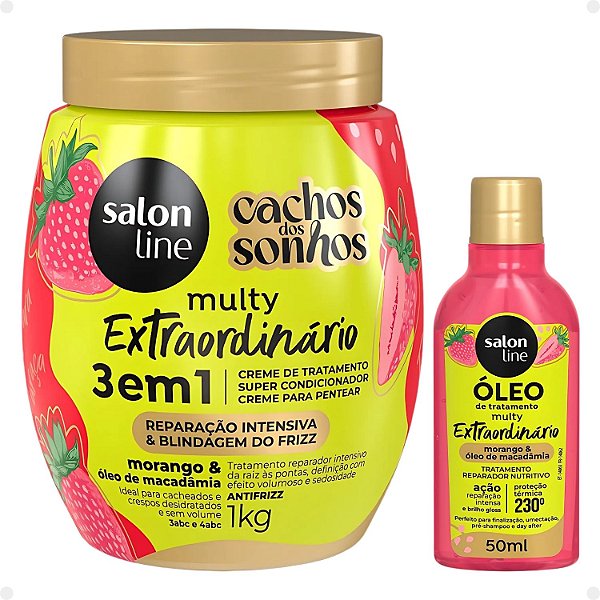 Kit Salon Line Multy Extraordinário: 1 Creme Multifuncional e 1 Óleo Morango